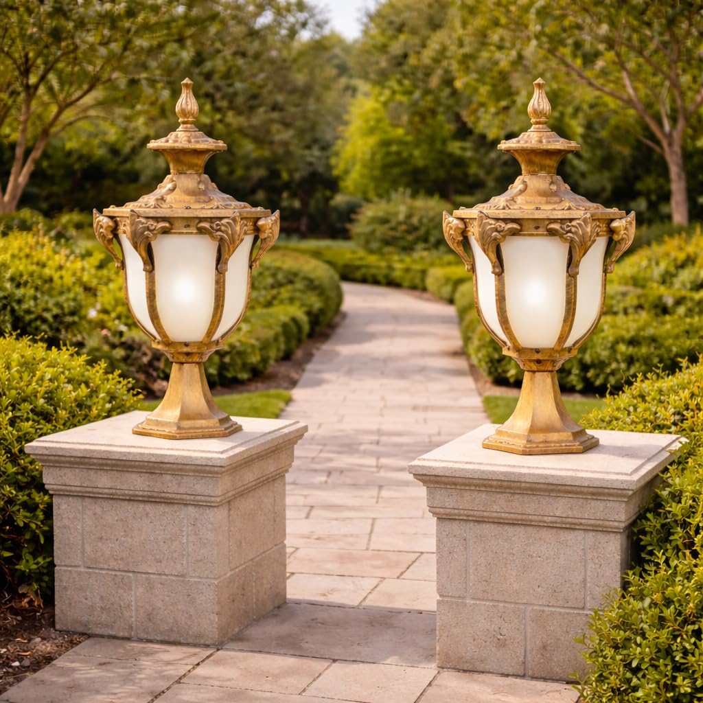 Weldecor Gate Lights for Outdoor Waterproof, Cast Aluminium Pillar Light for Home Main Gate, Compound Wall, Garden Pathway & Entrance Outdoor Lamp (Set of 2)-image-5