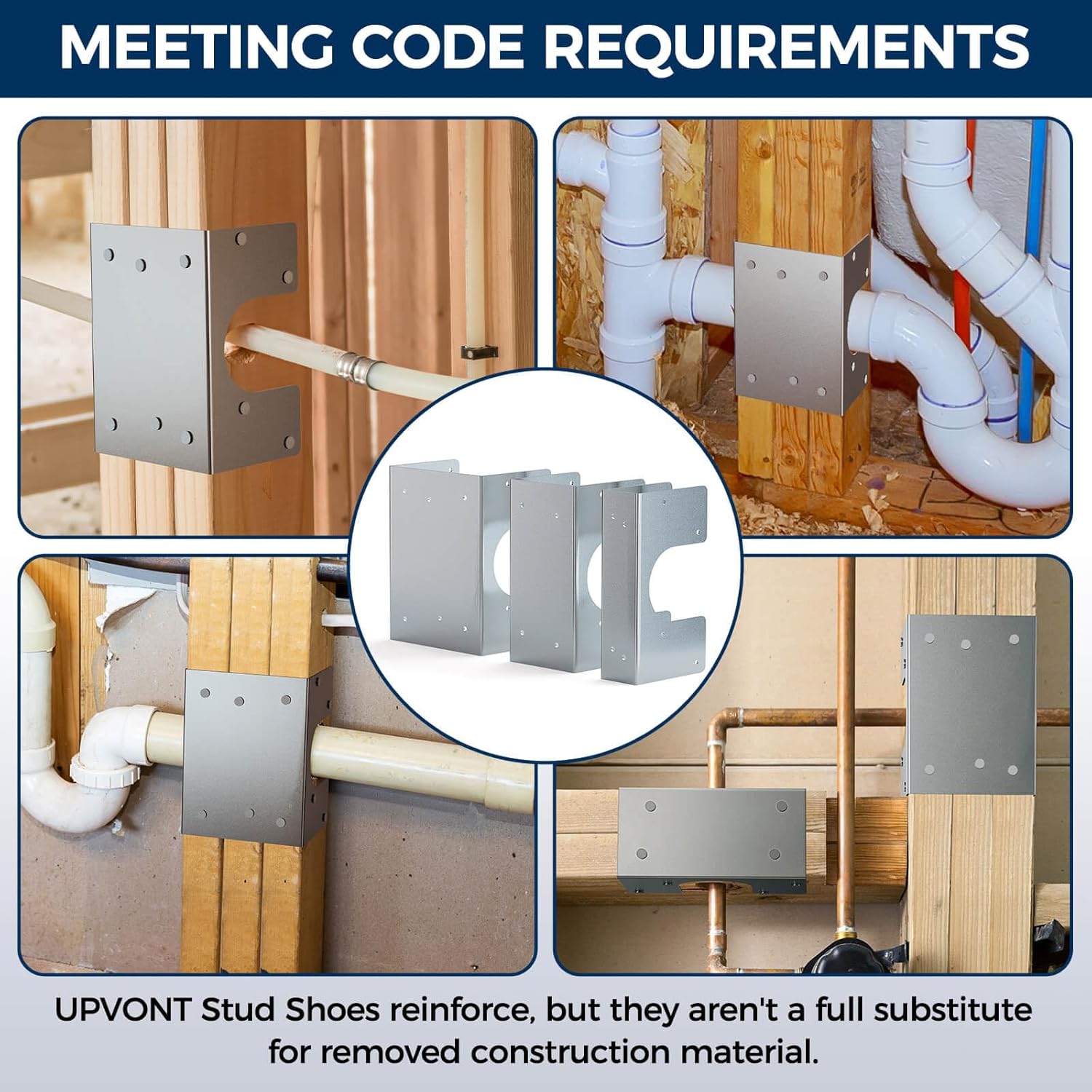 Nail Guards for Wire Protection (12 PCS) & Triple 2X Stud Shoes (2 PCS), 16-Gauge Galvanized Steel – Thicker, NEC Compliant, IBC/IRC Code Compliant, Extra Durable