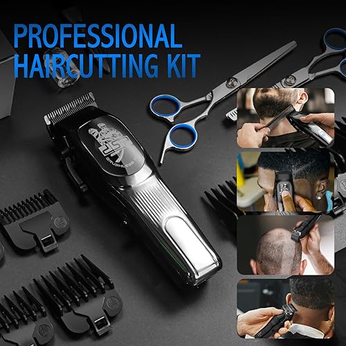 Miniatura 8 de DSP Kit de peluquero profesional 4 en 1 cortadora de pelo inalámbrica, recortadora, afeitadora y removedor de vello de nariz, juego de peinado y