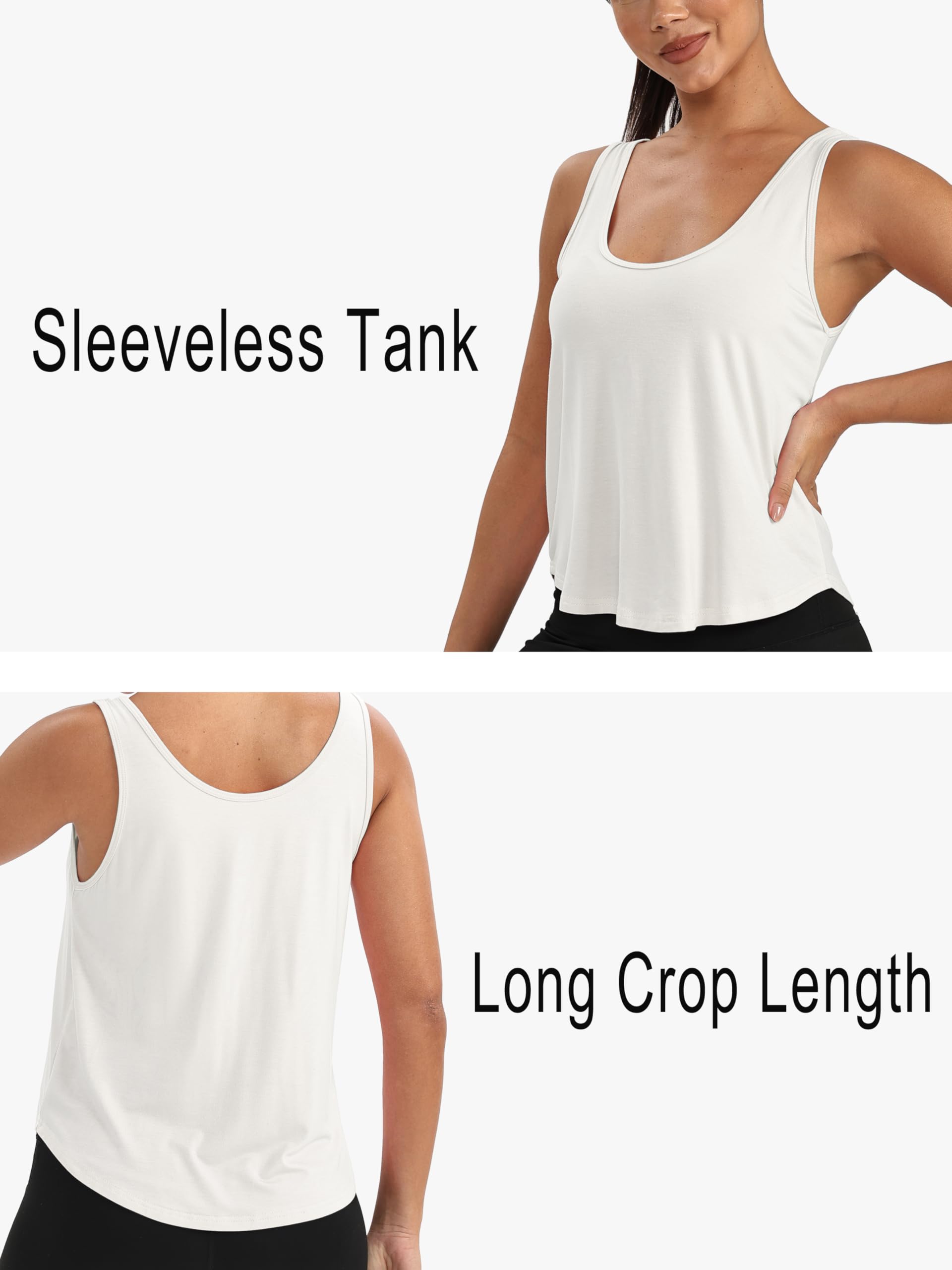 Mippo Camisetas de entrenamiento para mujer, recortadas, sin mangas, cuello redondo, atlética, yoga, gimnasio, ajuste holgado