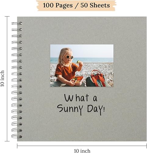Vista 90 de Álbum de recortes de 8 x 8 pulgadas, álbum de recortes de papel kraft de tapa dura, álbumes de fotos, 40 páginas, perfecto para fotos de 4 x 6 / 5 x