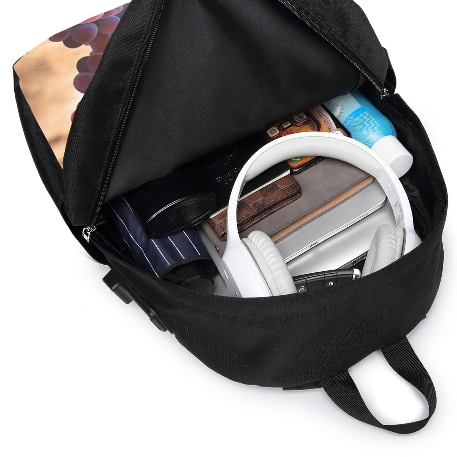 Zaino per computer portatile, con porta USB e cuffie, tracolla regolabile