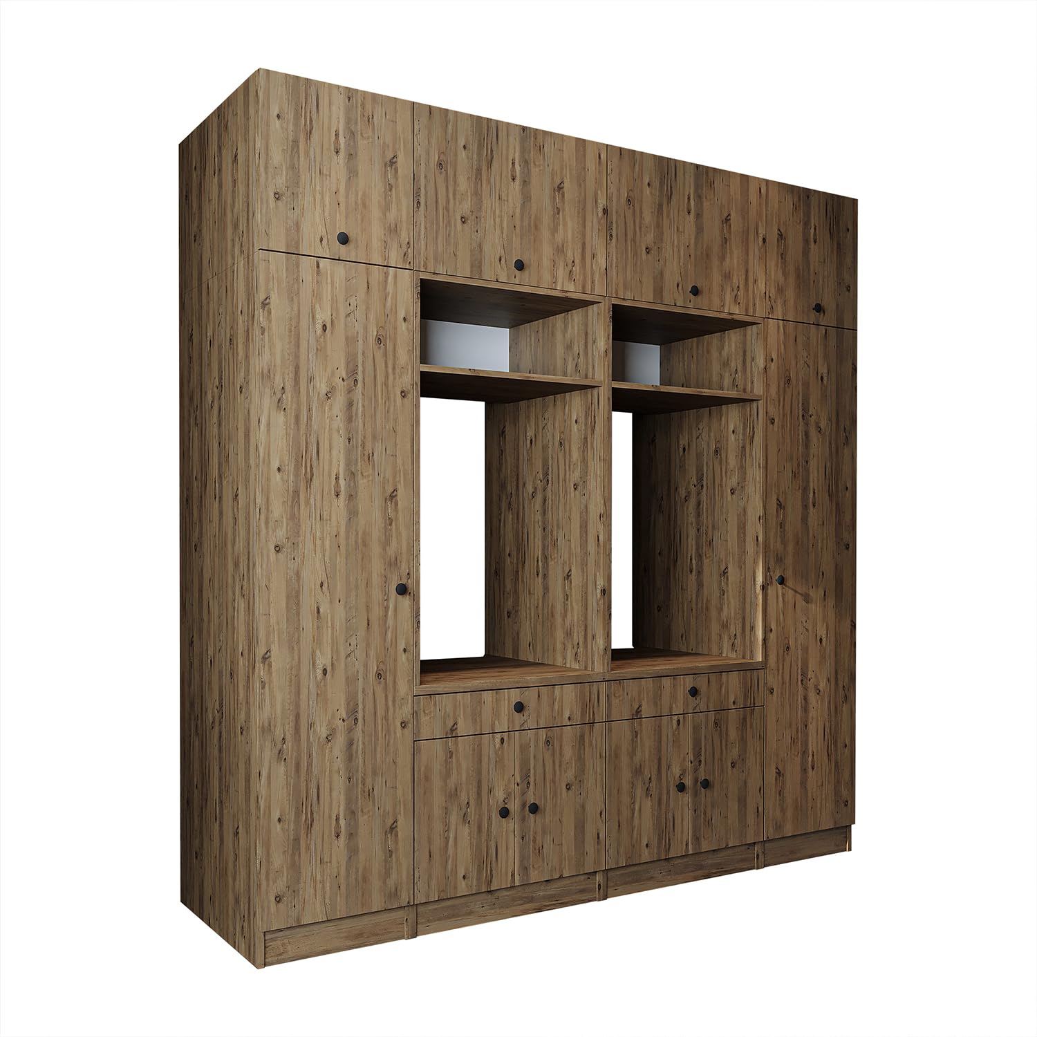 ROOMART Armoire murale pour buanderie et buanderie - 224 cm - Armoire haute avec planche coulissante - Meuble de conversion de machine à laver et étagère de rangement (chêne, V1 : 224 x 230 x 67 cm (l