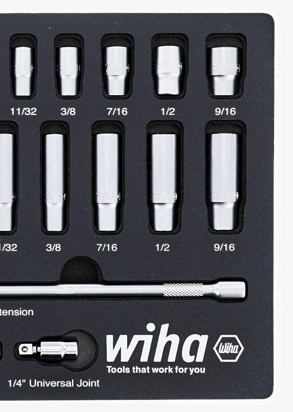 Hоttеѕt Sаlе Wiha 33396 | 25 Piece 1/4” Drive Professional Standard and Deep Socket Tray Set - SAE