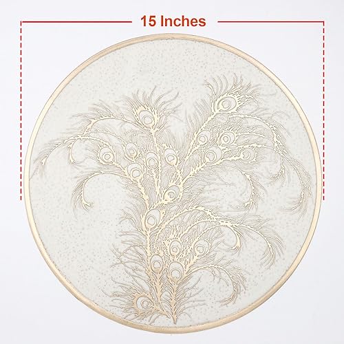 Miniatura 2 de Crisjanggo Juego de 6 manteles individuales decorativos redondos dorados, de vinilo prensado, lavables, lavables, reutilizables, para reuniones,