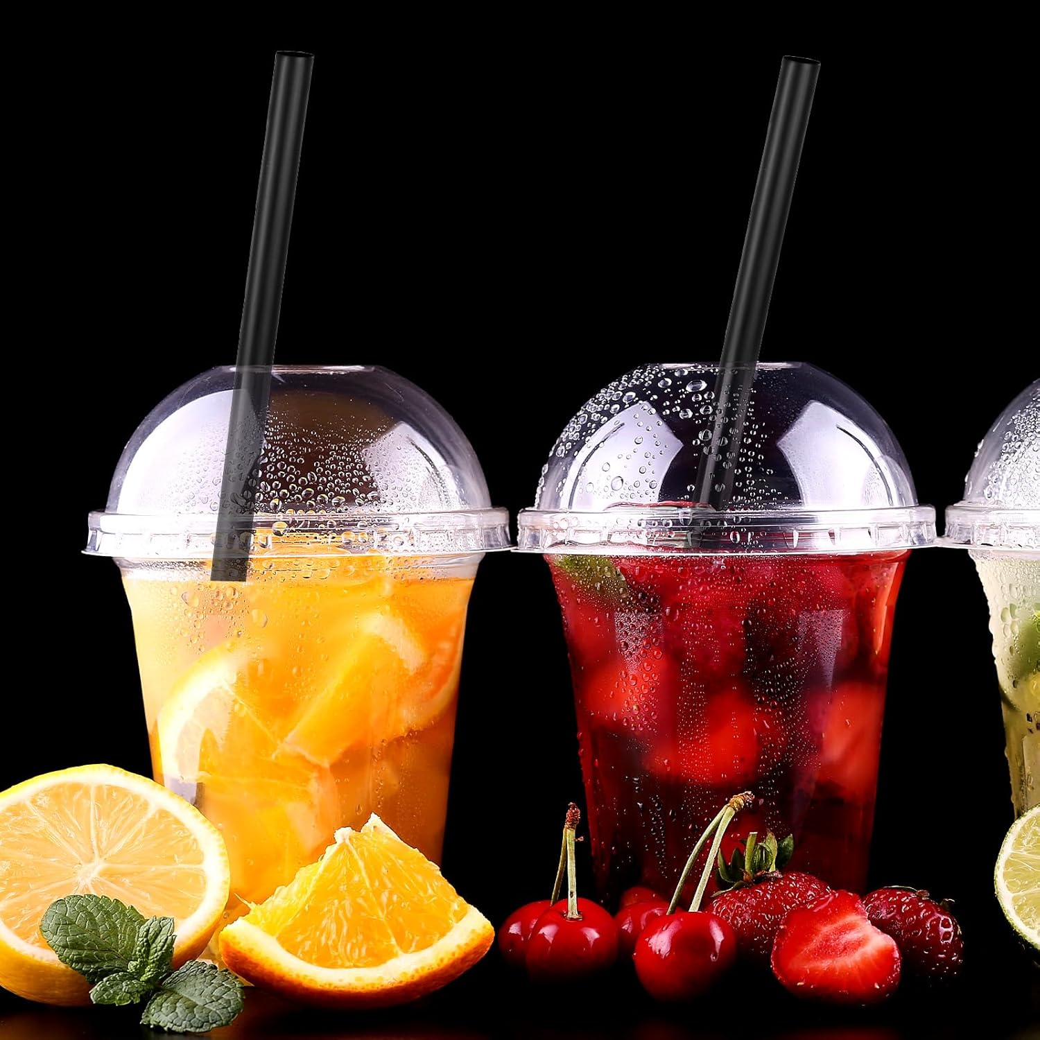 400 Pcs Black Boba Straws Jumbo Smoothie Straws,Individually Wrapped Disposable Plastic Large Wide-mouthed Milkshake Drinking Straws(0.43" Wide X 9.06" Long)
