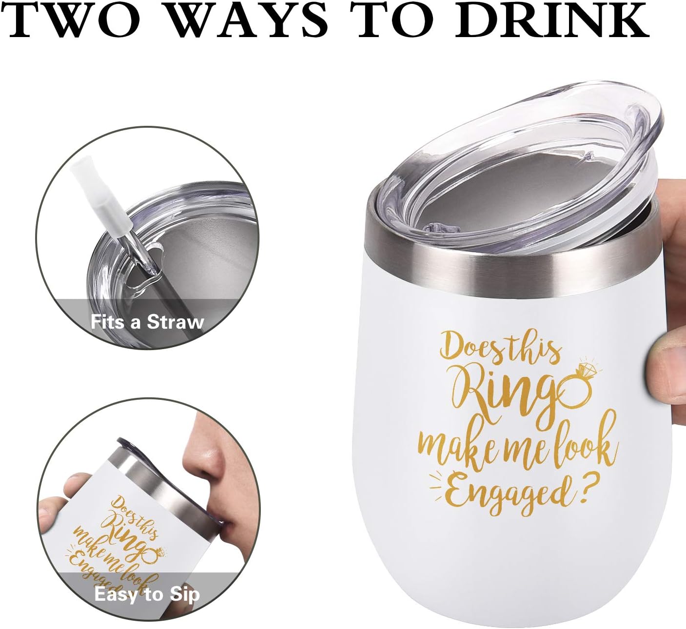 Black Friday Sale 2022 Does This Ring Make Me Look Engaged Wine Tumbler, Engagement Gift Idea for Bridal Shower, 12oz Insulated Wine Tumbler Wedding Gift for Fiance Newlyweds Couples Bride, White and Gold Weekly Top Sale Does This Ring Make Me Look Engaged Wine Tumbler, Engagement Gift Idea for Bridal Shower, 12oz Insulated Wine Tumbler Wedding Gift for Fiance Newlyweds Couples Bride, White and Gold