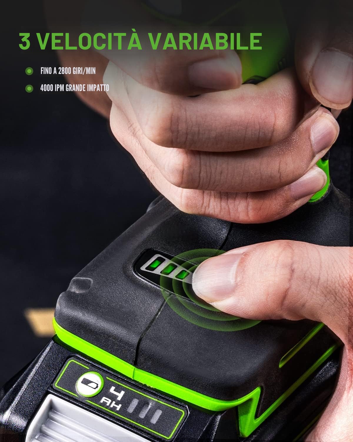 GreenWorks Avvitatore ad Impulsi, Brushless 400 Nm Avvitatori a Massa Battente da 24 V, Mandrino 1/2", con batteria da 4 Ah e caricatore