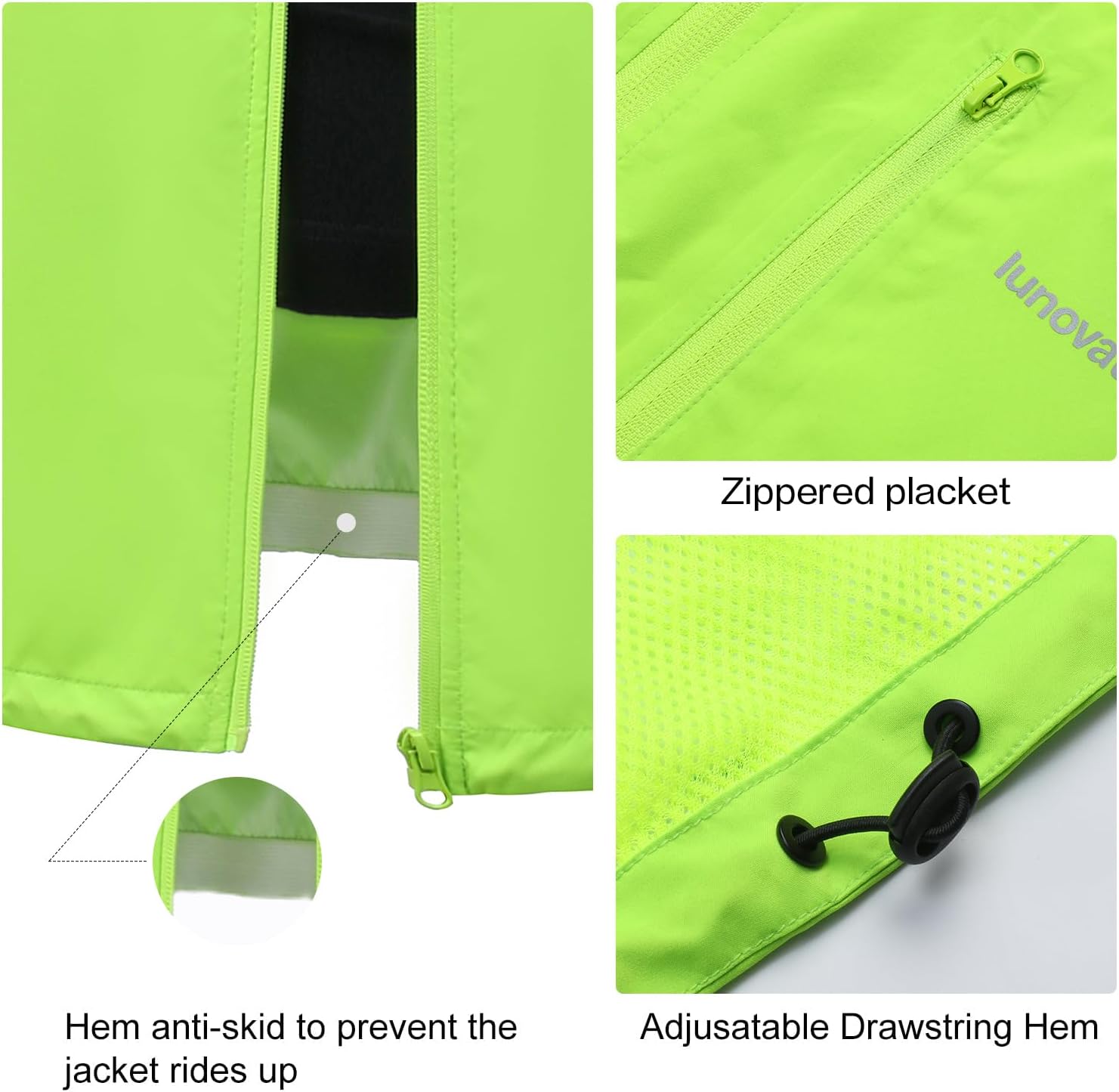 Men's Rain Jacket Waterproof Windbreaker Lightweight Reflective Packable for Golf Hiking Travel