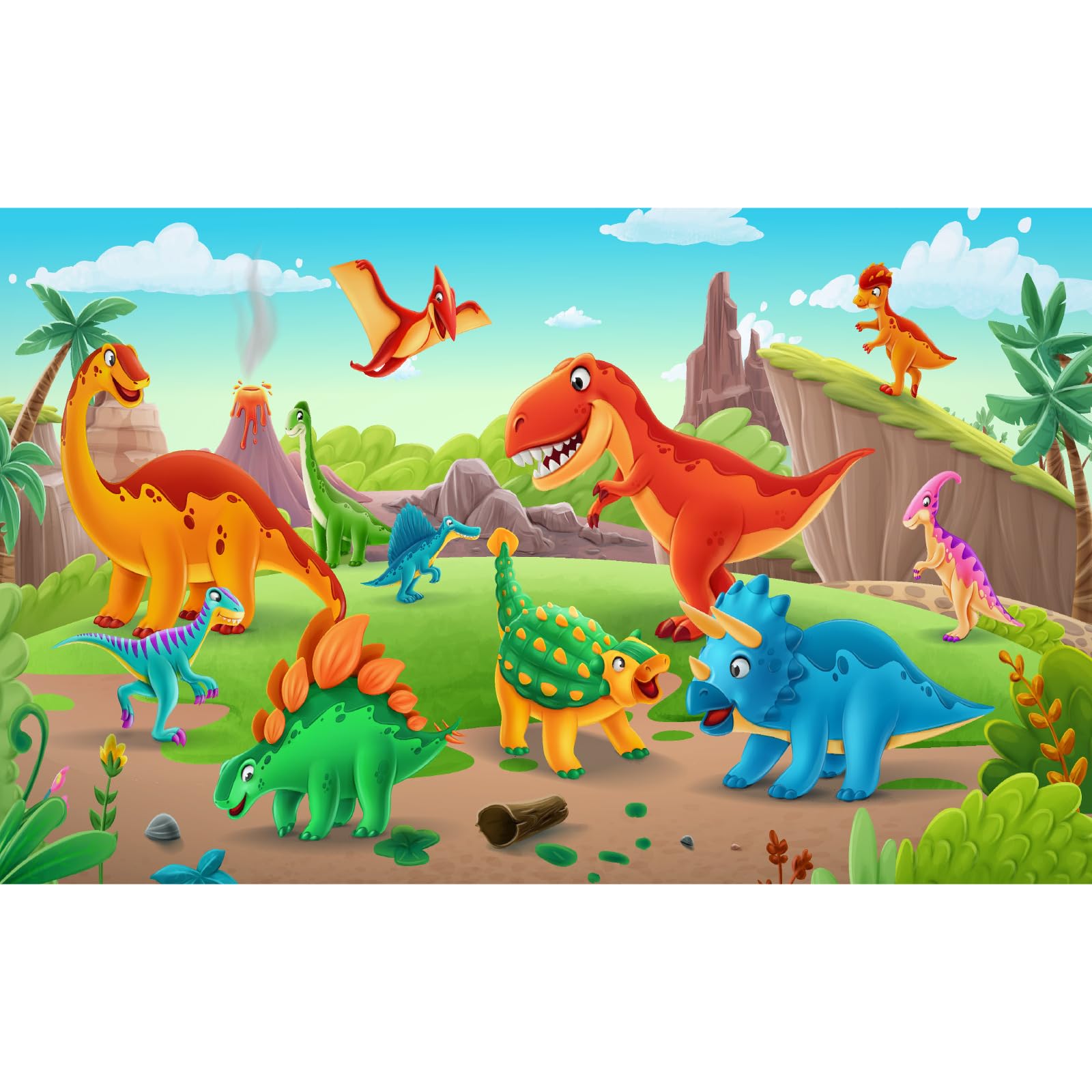 Cartoon Dinosaurs Backdrop Jungle Animals Safari Dinosaur Park Photography Background Cartoon Dinosaur Baby Shower Birthday Party Backdrop Decorations
