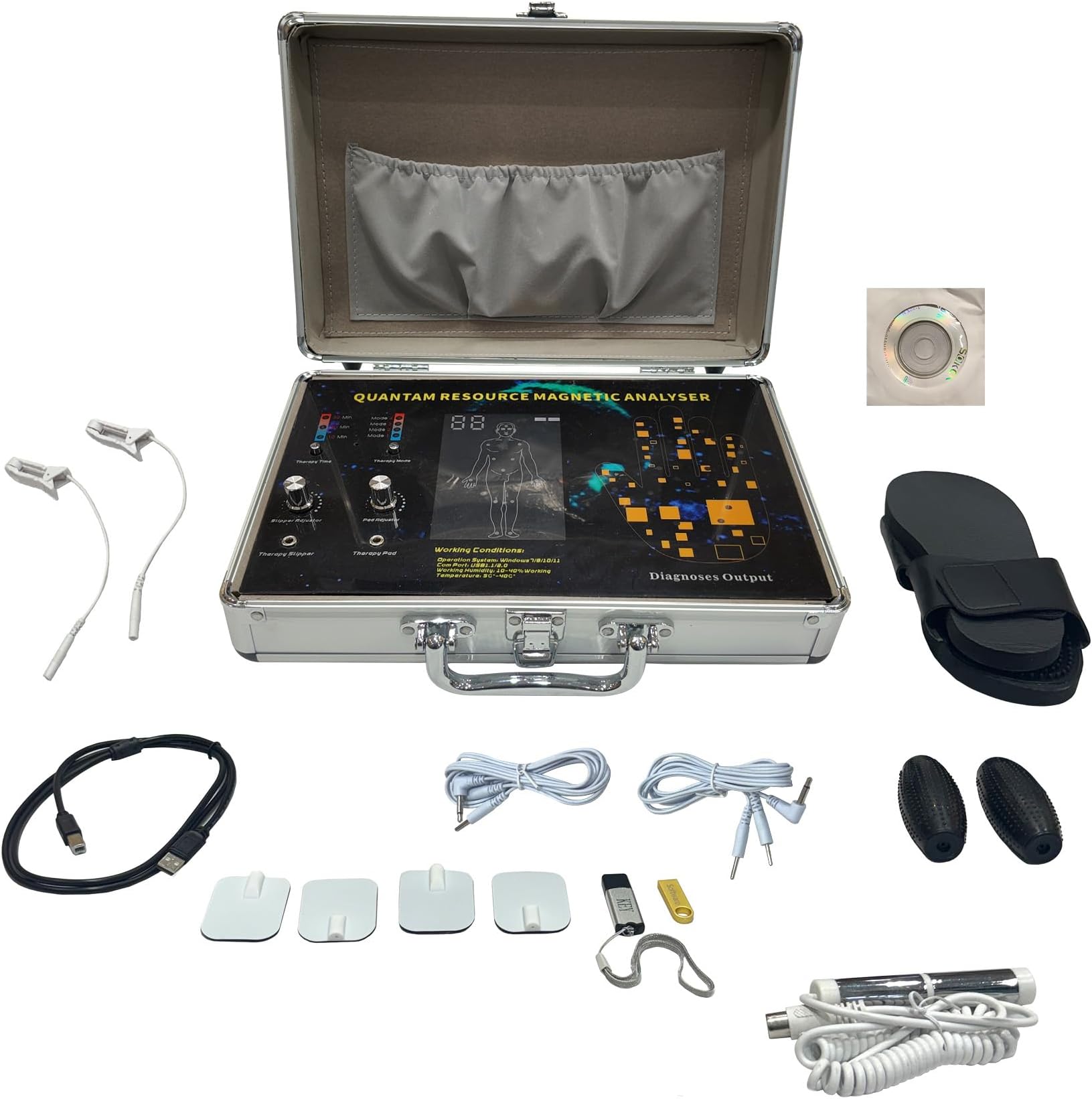 ARG Healthcare 31G Quantum (3 In 1) Body Analyzer Machine for Full Body Checkup Latest Japanese Technology Comes with Rod, Slipper, Ball, Patches or Finger Clip 4 Modes Tens Therapy Generate 55