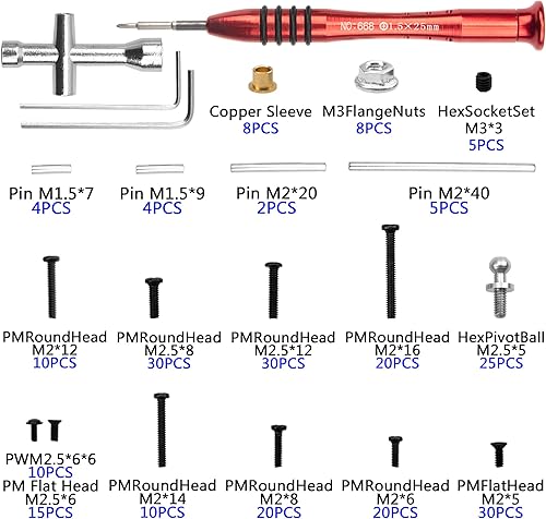 Miniatura 2 de Kit de herramientas de reparación de 260 piezas, tornillos de fijación M2 M2.5, llave hexagonal, pasadores de brazo oscilante, tornillo de cabeza