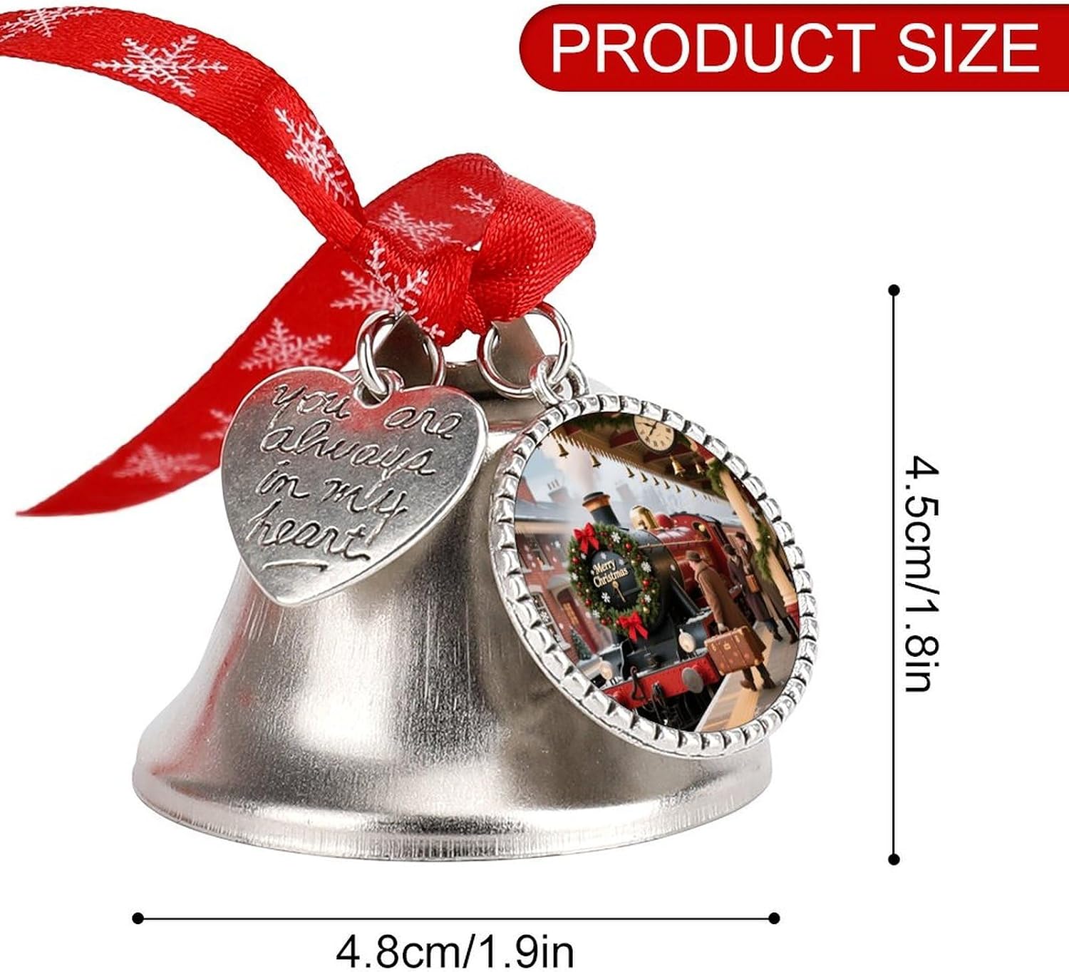 Station Sleds Christmas Bells for Decoration, Metal Decorative Jingle Bell with Ribbons, Christmas Tree Decorations Ornaments, Xmas Tree Hanging Bells Party Holiday Home Decor