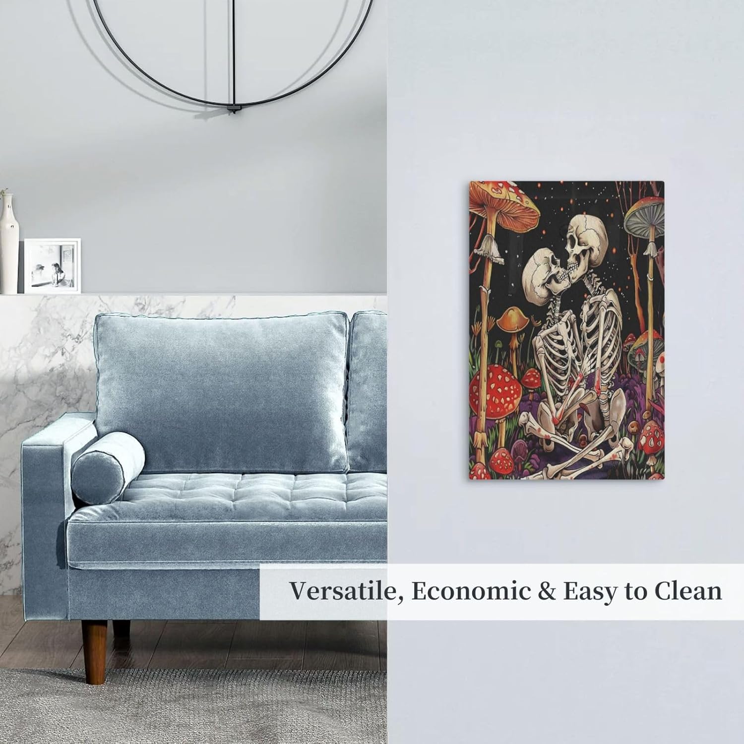 ROUGUI Decorative Switch Plate Covers Skeletons are Kissing and Surrounded by Red Mushrooms 1 Gang No Device Light Switch Cover Plate Blank Wall Plate Cover Switchplate Electrical Faceplate