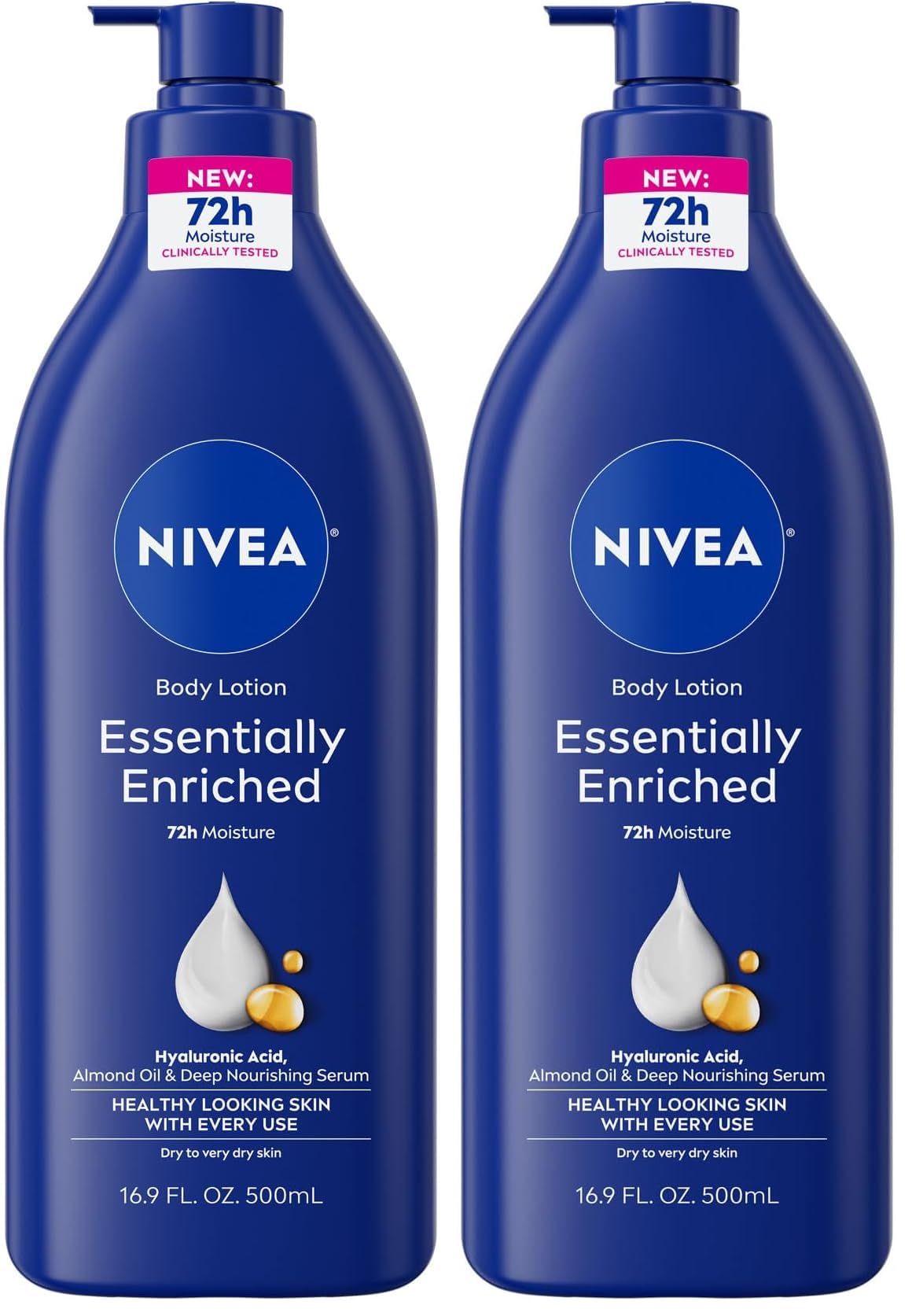NIVEAEssentially Enriched Body Lotion,Dry to Very Dry Skin, 16.9 Fl Oz, Package may vary (Pack of 2)