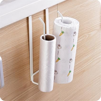 Toallero de hierro de doble fila para rollos de papel, soporte para cajón, armario, puerta, toallas; perchero para la cocina y el baño 26.7 x 6.7 x ...