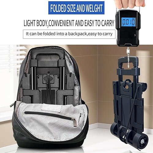 Miniatura 4 de Carro de mano plegable, carrito de equipaje de plataforma portátil, carrito plegable con 2 ruedas y 2 cuerdas, chasis grande expandible portátil