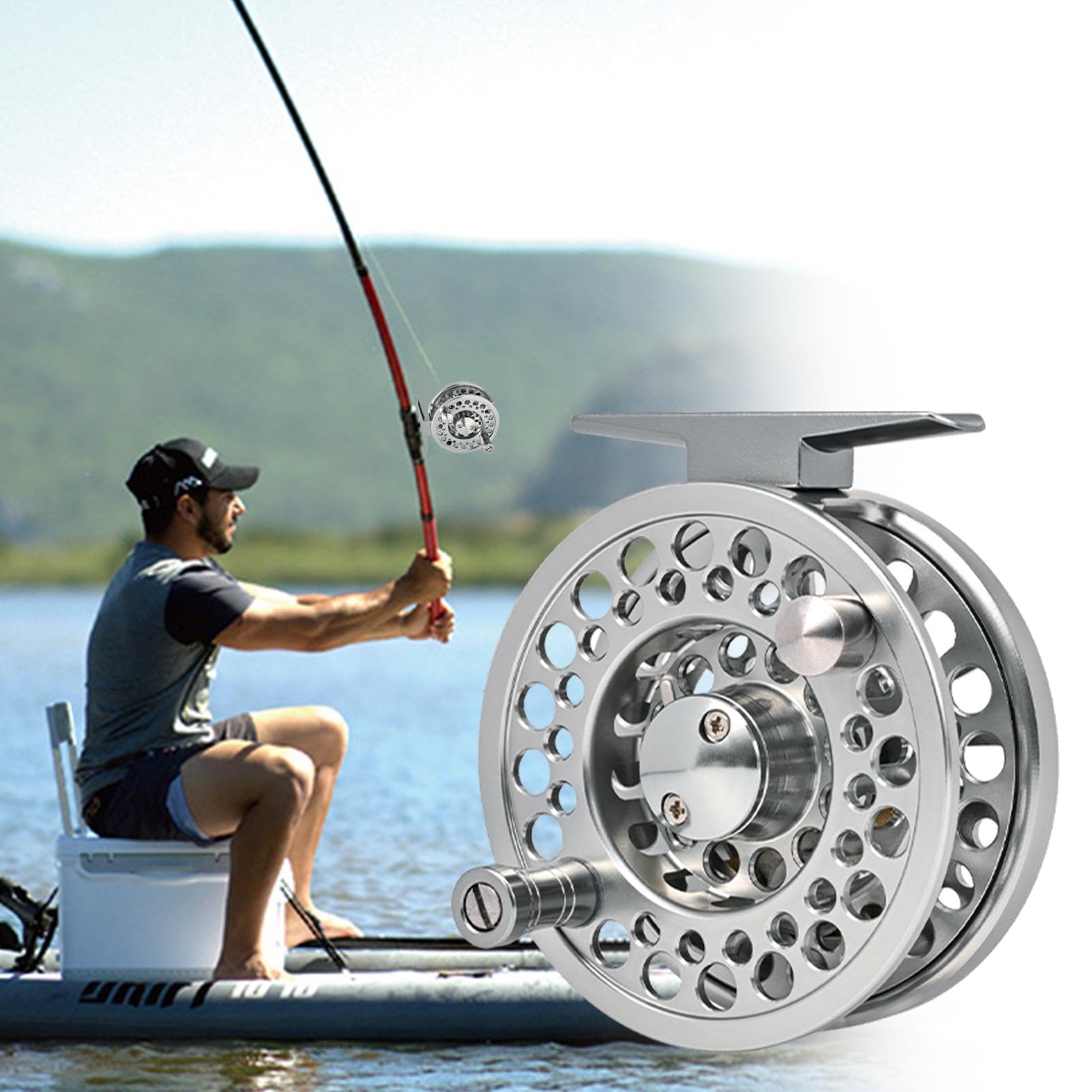 Angelrolle zum Fliegenfischen Leichtgewichtiges Angelgerät und Zubehör für | Baitcasting Angelrolle geeignet für das Angeln im Süßwasser, Salzwasser sowie in Seen, Bächen und Teichen