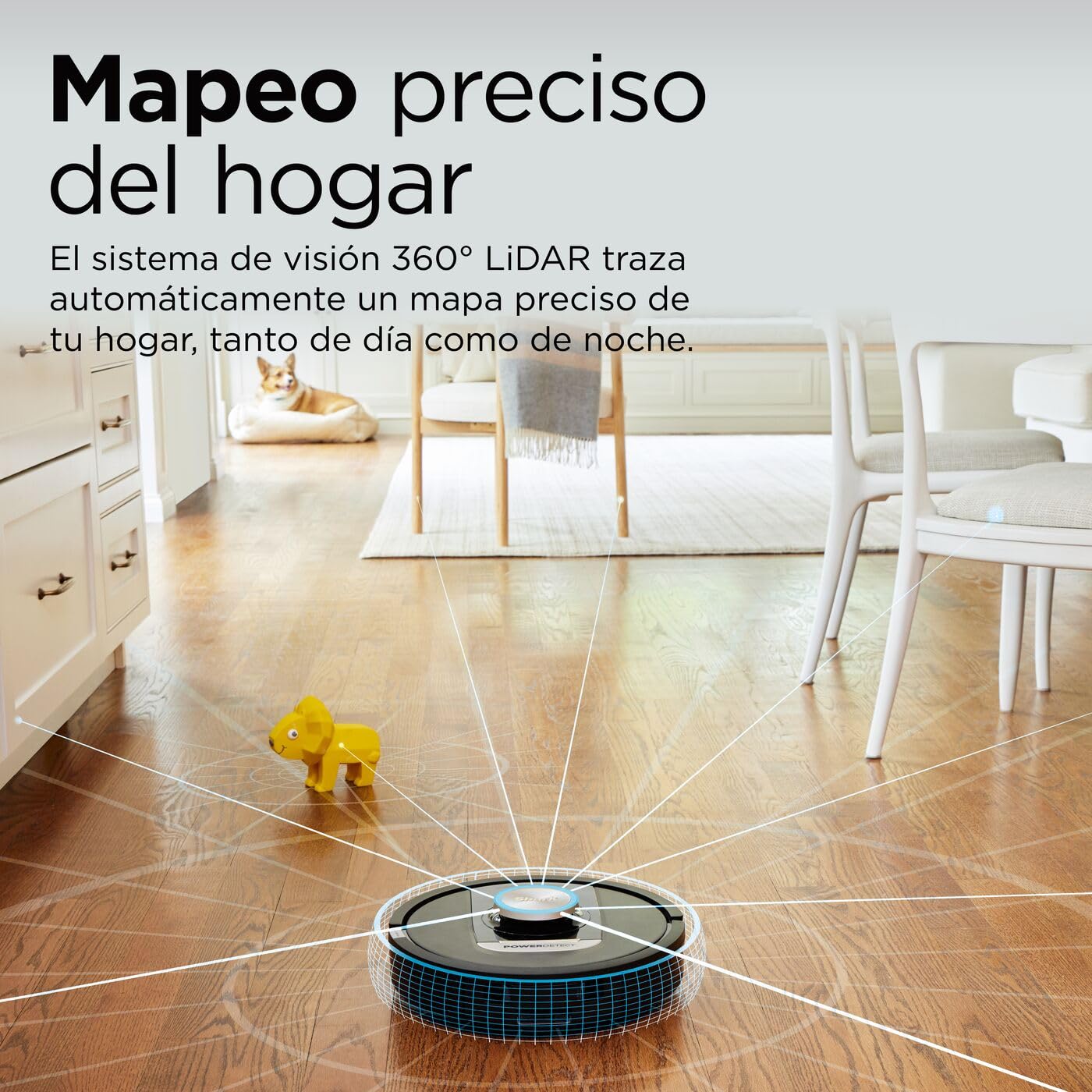 Shark PowerDetect, Robot Aspirador, Vaciado Automático, Negro, RV2820VEEU | Navegación 3D y LiDAR, Base Antialérgenos, Tecnología NeverStuck, para Alfombras, Suelos y Pelo de Mascotas, WiFi/App