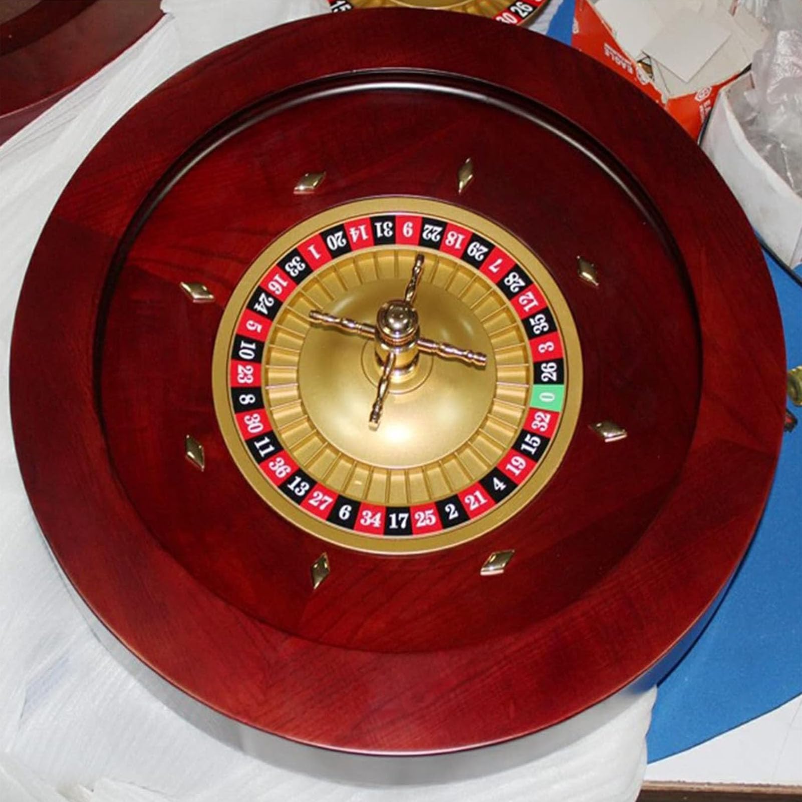 Deluxe Holzrad Roulette Rad Aus Holz Tragbar Mit Präzisionslagern Retro Kreuzspirale Drehrad Perfekt für Einen Spieleabend Zu Hause Oder Eine Club,002