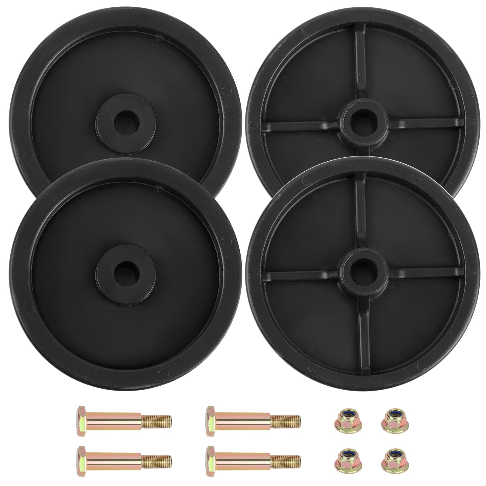 Paquete de 4 kits de rueda y pernos para cortacésped 734-0973 sustituye a la rueda de rodillo de cubierta MTD de 46 pulgadas, 42 pulgadas, 40 pulgadas, 38 pulgadas, Cub Cadet XT1-LT42 XT2-LX46 LTX1045