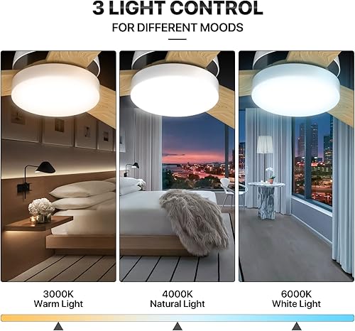 Miniatura 7 de mollie Ventilador de techo para exteriores de 52 pulgadas con luz LED, control remoto para patio, porche, cocina, comedor, dormitorio, interior,