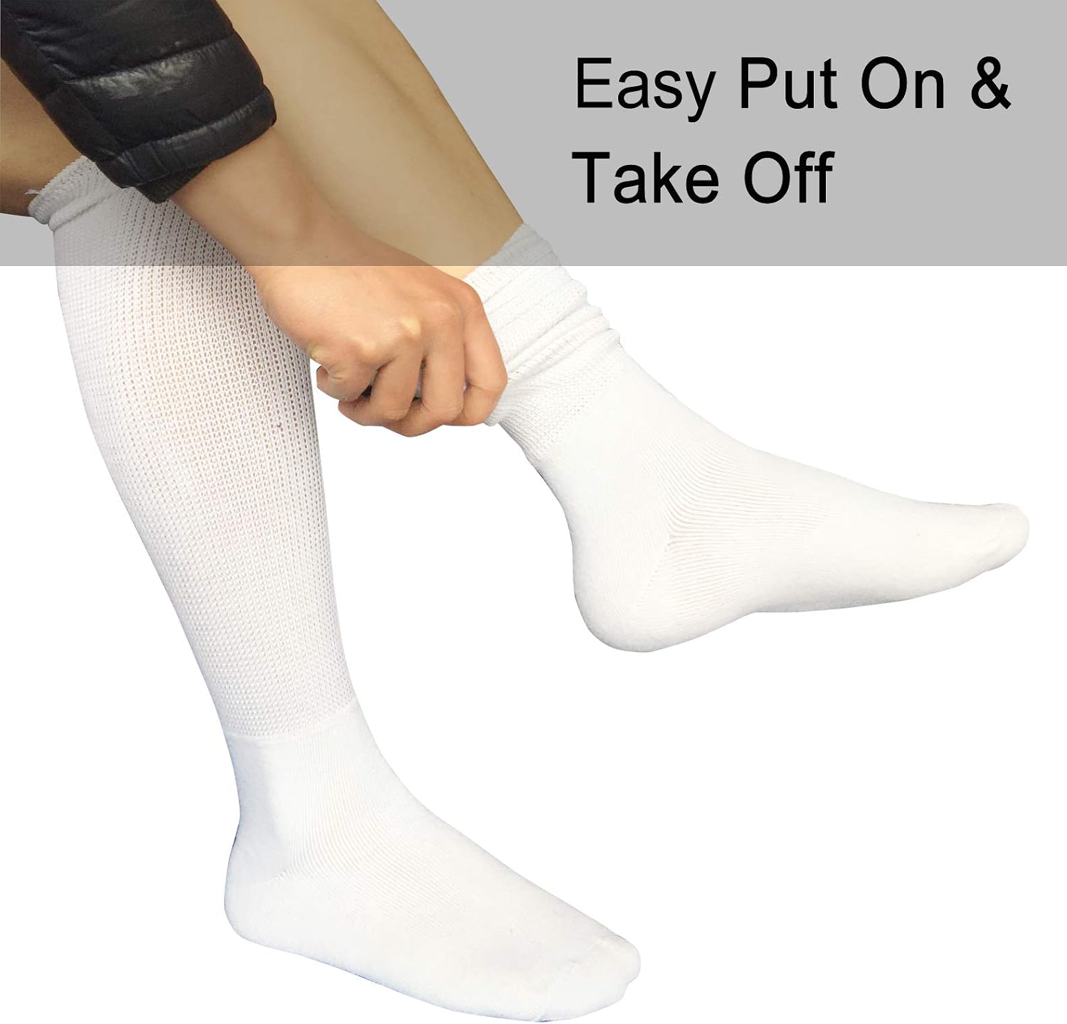 MOLAX Extra Wide Diabetic Socks Bariatric Non Binding Knee High Sock for Edema Cast Men Women 2 Pairs
