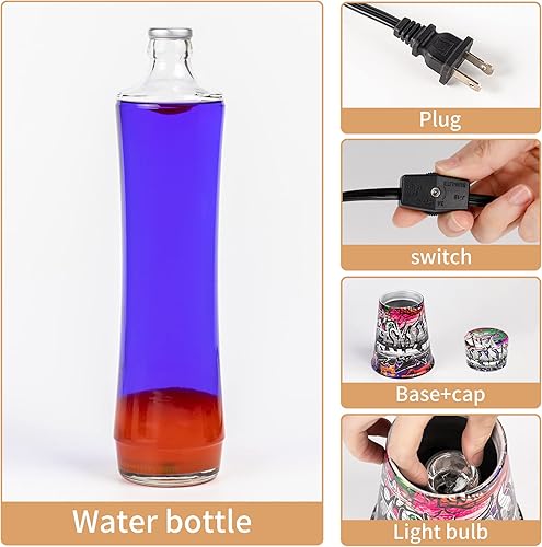 Miniatura 5 de Lámpara de lava, lámparas de lava grandes de 16 pulgadas, base de calcomanía, arte de graffiti Colormax con cera naranja en lámparas de movimiento