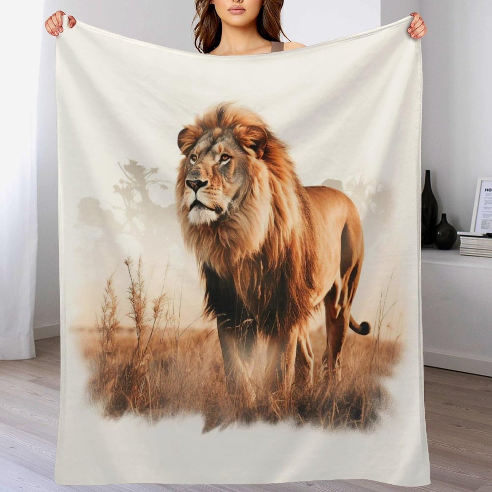 Couverture flanelle lion un cadeau de douceur pour bébé et lit