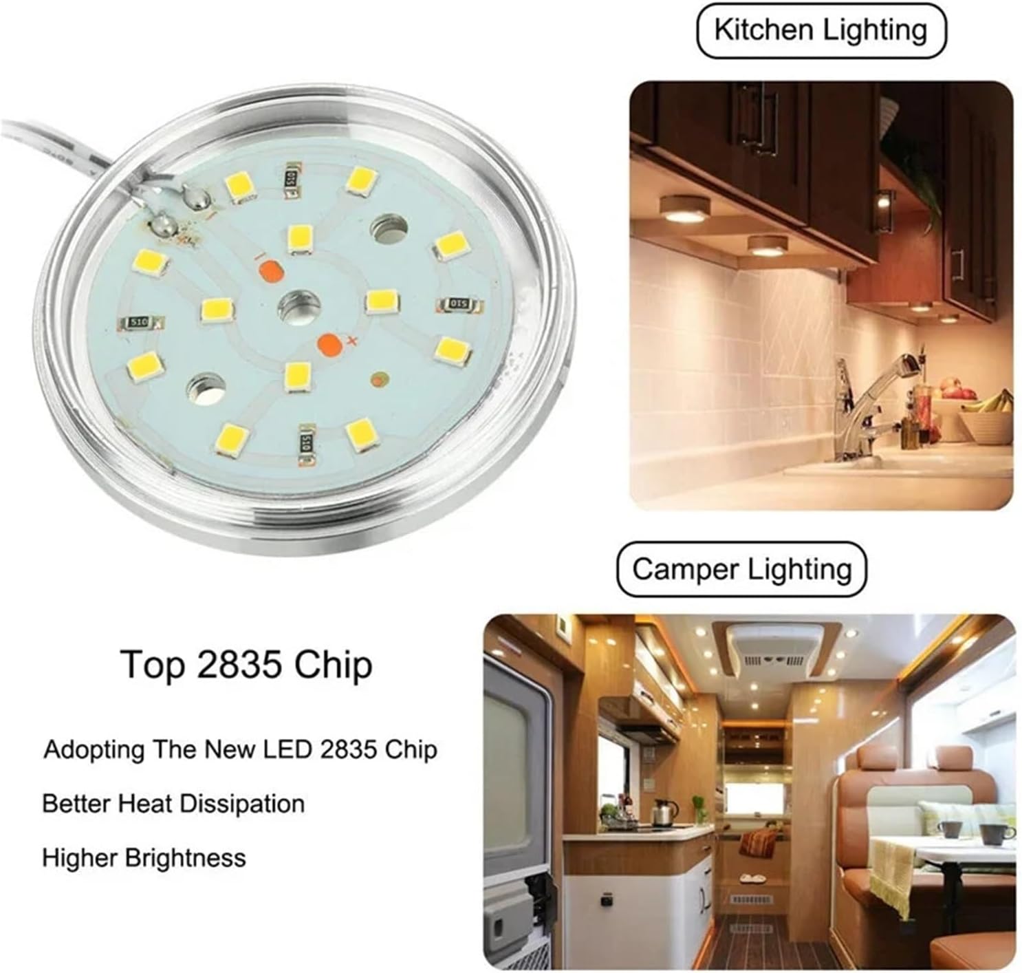 8PCS Campervan Led Lamp Kit 12V Car Indoor LED Reading Light Caravan RV Spot Lamp Counter Lighting Ultra-thin Led Light Parts(6000K-8PCS)