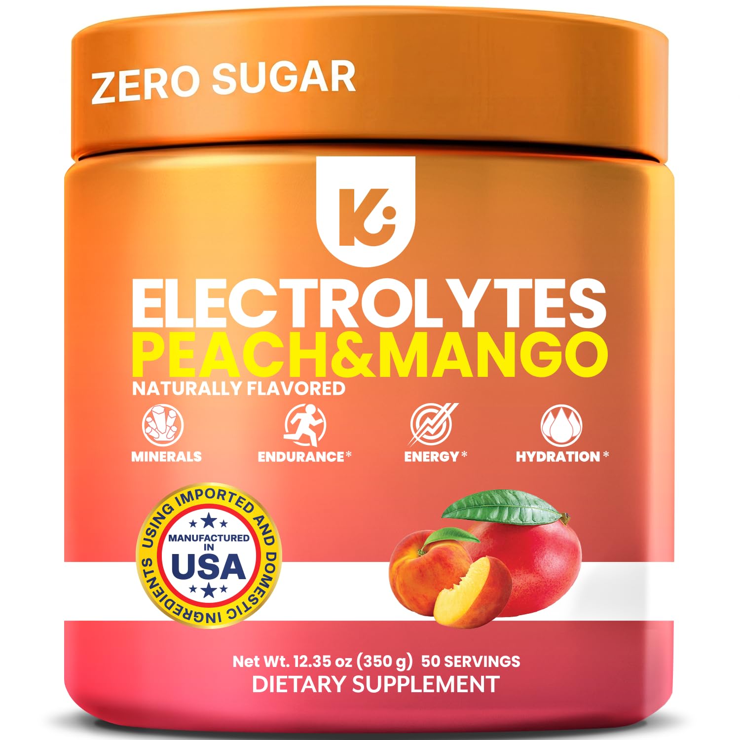 Keppi Electrolytes Zero Sugar Powder Peach Mango tub