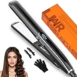 Plancha para Cabello, 2 En 1 Plancha de Cabello, Plancha de pelo Cerâmica Profesional para Casa y Salón, Rizador y Alaciadora con Pantalla LED, 8 Temperatura Ajustable, Para Todo Tipo de Cabello