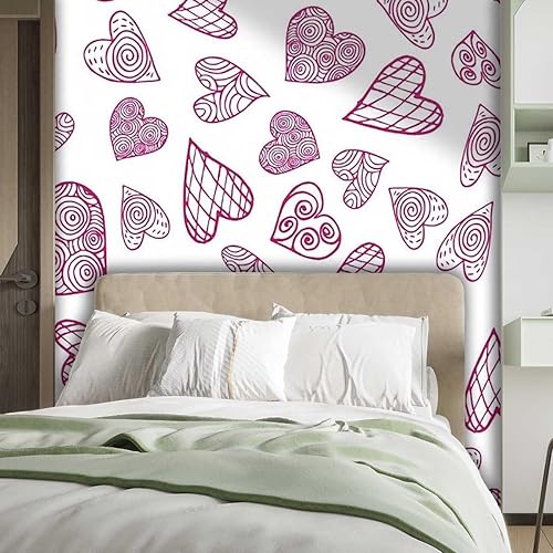 Miniatura 2 de Papel tapiz de baño, papel tapiz rojo para Baño Love en forma de corazón, no necesita pegamento adicional (Ancho) 31.5 pulgadas de ancho x 24
