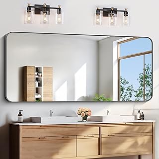 14 Scandinavian Bathroom Ideas for Clean Calm Minimal Warmth 54 FORBATH Large Bathroom Mirror 72x30 Inches, Black Oversized Wall Mirror ...