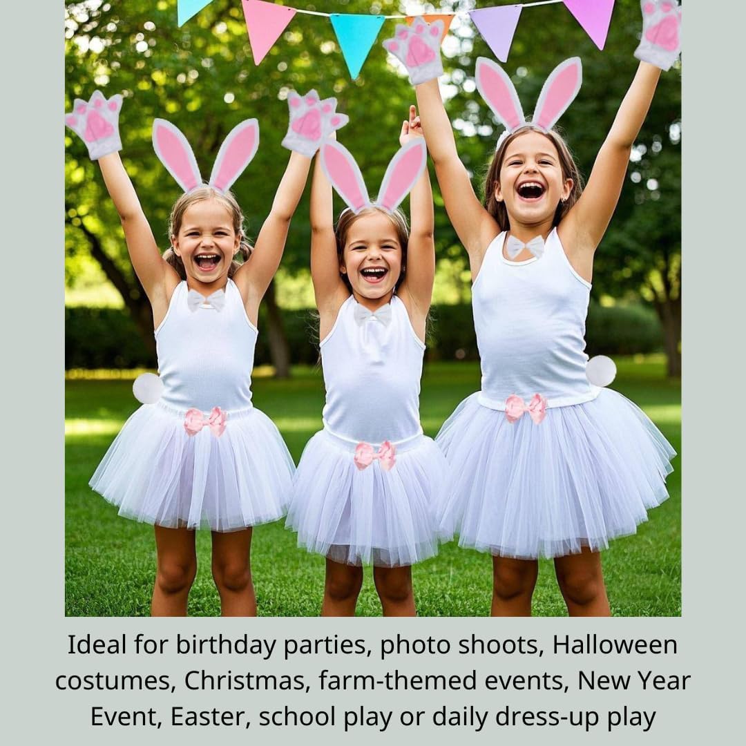 Kirei Sui Kids Costume Bunny Animal Ears Headband Bowtie Tail Tutu Paws Set - Image 5