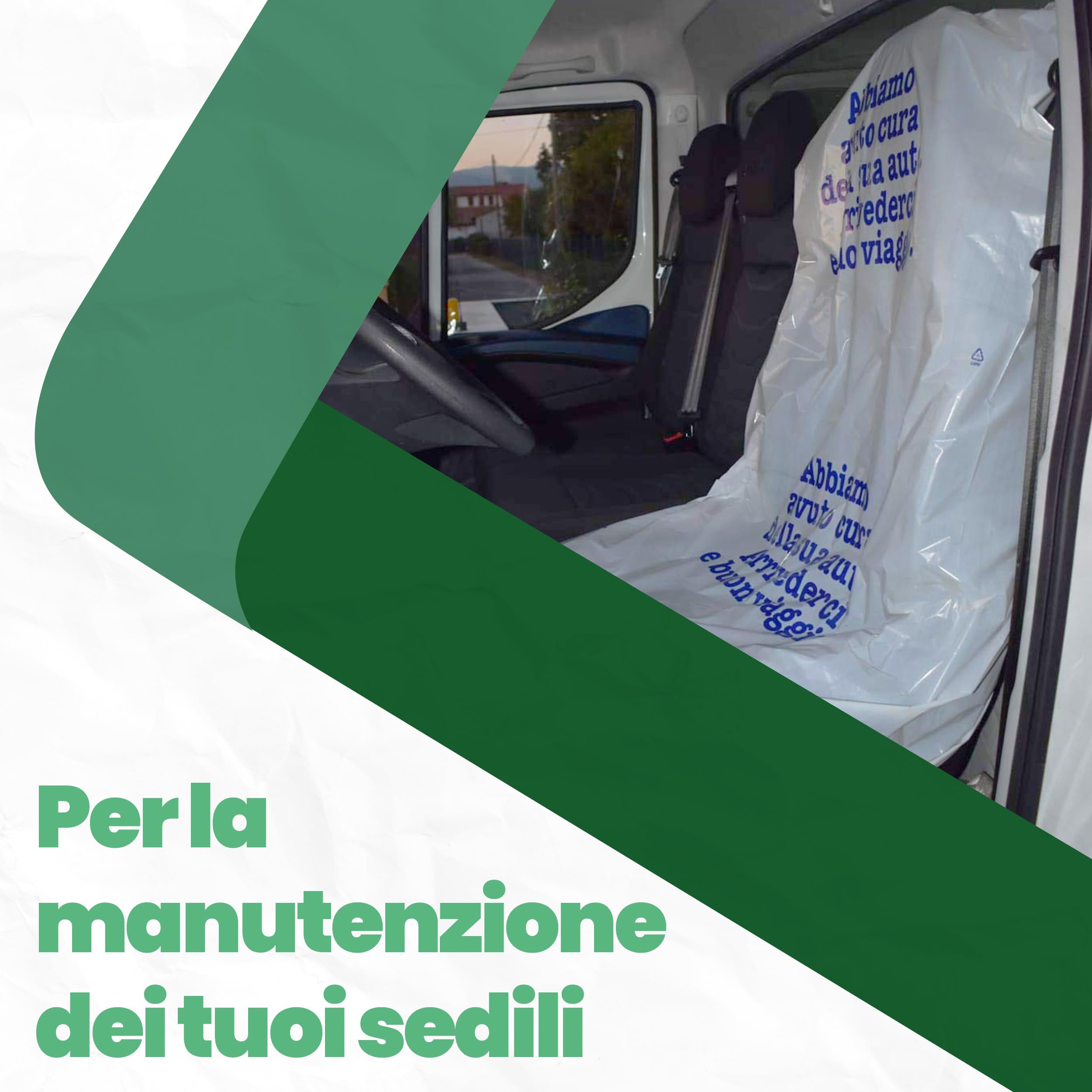 PLASTISAK - Bobina Coprisedili Usa e Getta Universali 125 Pezzi con Stampa di Cortesia - Coprisedili Usa e Getta per Auto per Officine, Concessionarie, Carrozzerie