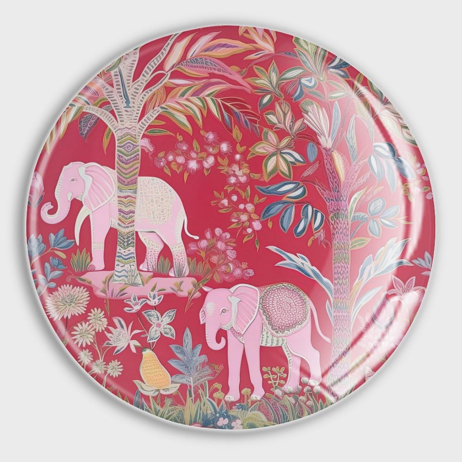 Aimants en verre Chinoiserie lot de 4 motifs éléphant rose pour réfrigérateur