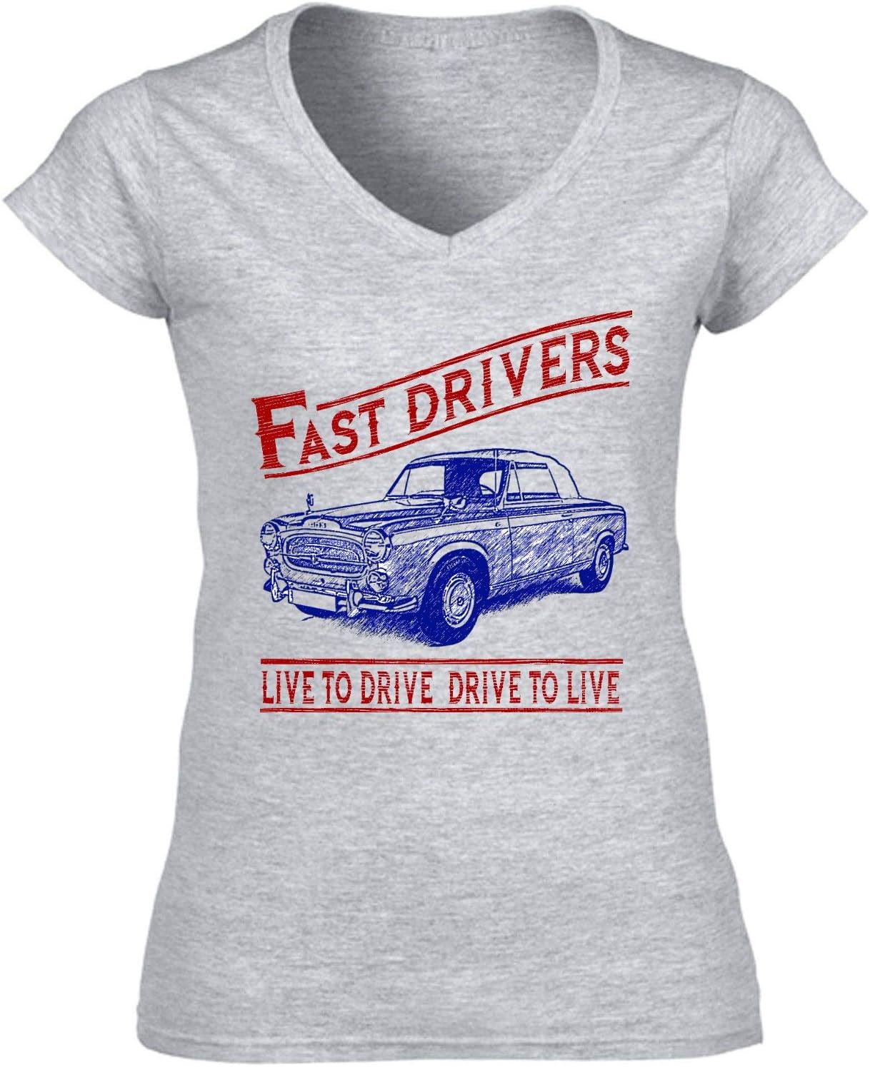 TEESANDENGINESWomen's French car 403 Convertible 1959 Legendary Driver red Grey T-Shirt