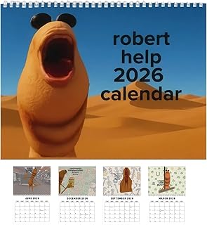 Marcus The Worm 2026 Wall Calendar, Robert The Worm Calendar 2026, Humor Wall Calendar Spiral Bound 12 Monthly Calendar, Funny VR Chat Meme Gifts for Friends, Colleagues (1PCS)