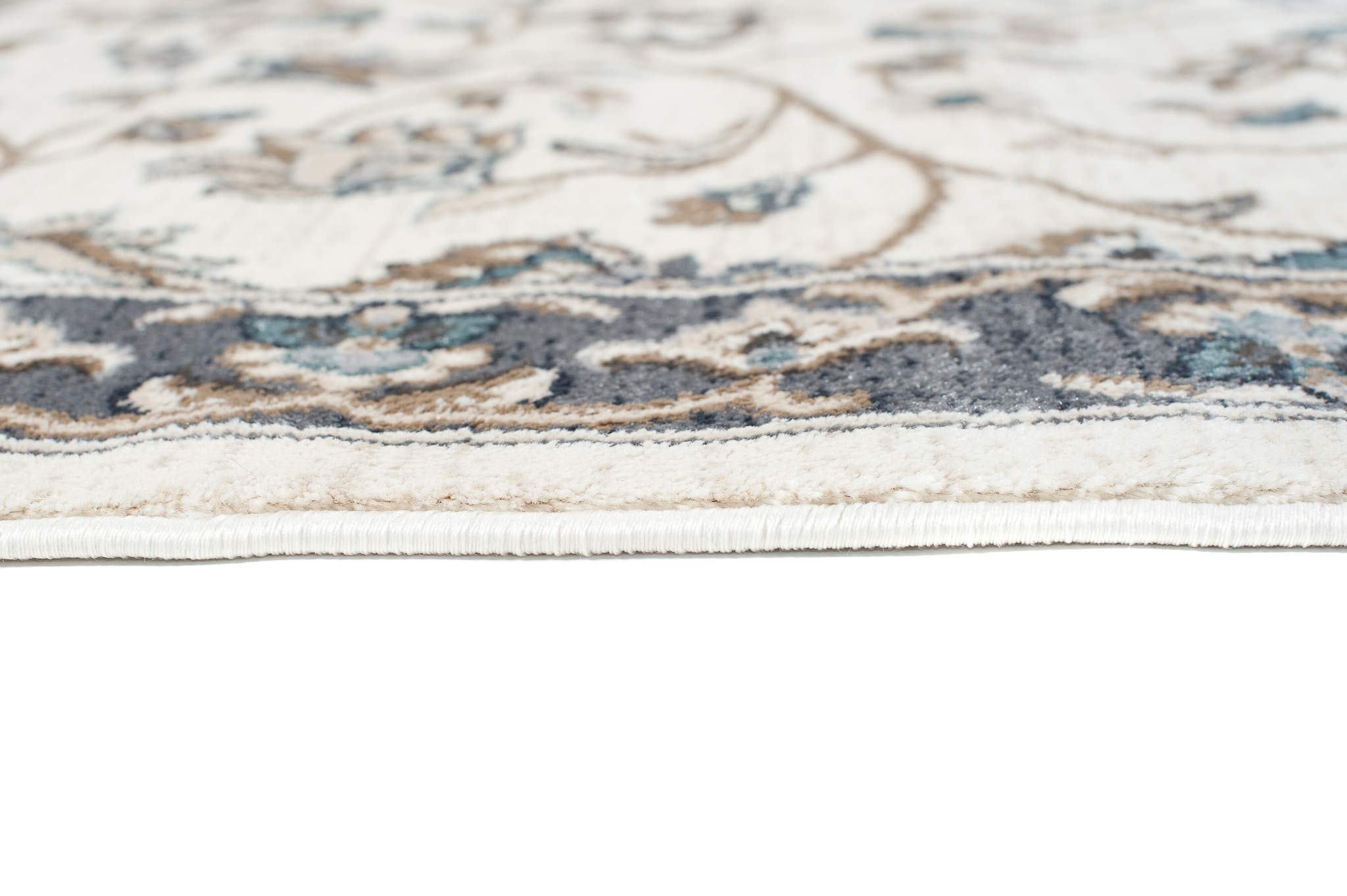 TAPISO Dubai Tappeto Tradizionale Pelo Corto Soggiorno Design Classico Motivo Floreale Ornamenti tonalità Crema Grigio Salotto Sala Camera Ufficio Oeko-Tex 160 x 220 cm