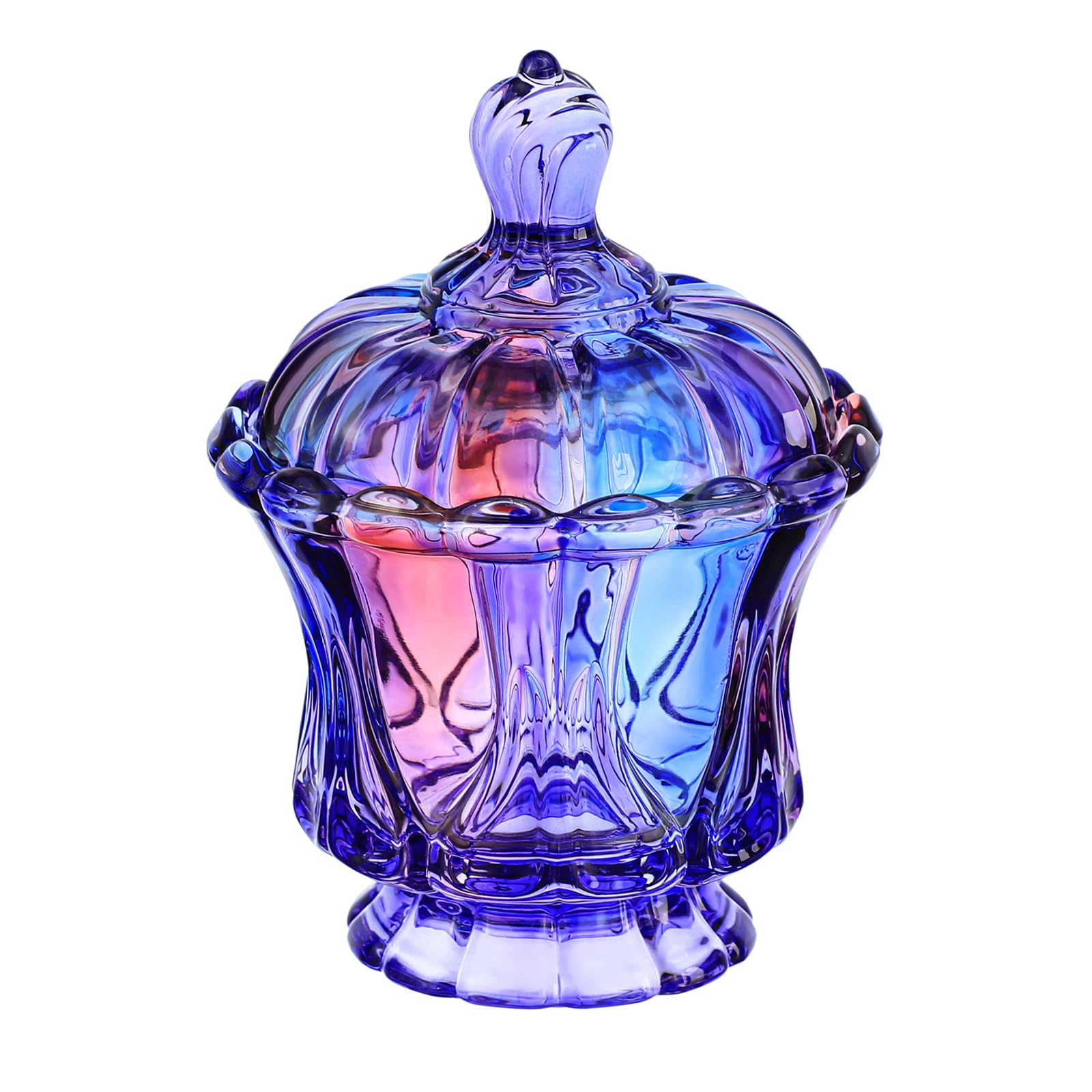Gaolinci Vintage European Royal Glass Jar, Candy Jar with Lid Small Item Storage Jar (Purple Glaze)