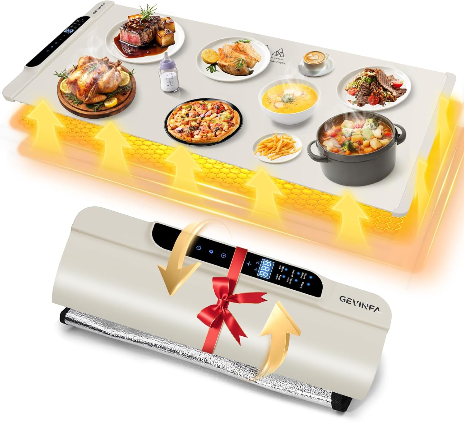 Extra Large Food Warming Mat 36"x16" Graphene Heating | 11 Temp Settings & 6 Heating Modes with Timer & Child Lock Perfect for Kitchen, Camping & Buffets | Ideal Gift for Family Gatherings & Christmas