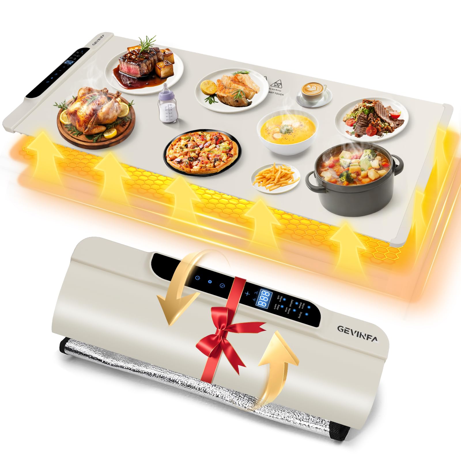 Extra Large 36"×16" Silicone Food Warming Mat | 11 Temp Settings & 6 Heating Modes with Timer & Child Lock | Perfect for Kitchen, Camping & Buffets | Ideal Gift for Family Gatherings-image-17