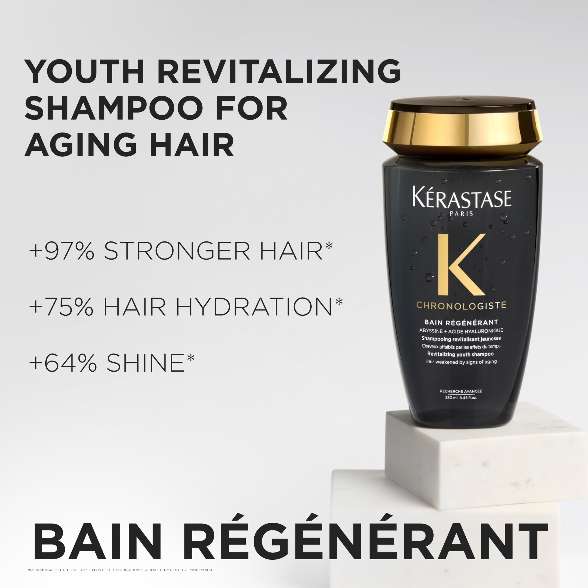 Kérastase Chronologiste Bain Régénérant Shampoo Rivitalizzante, Capelli Più Forti e Luminosi, con Acido Ialuronico, Abyssine e Vitamina E, Per Tutti i Tipi di Capelli, 500ml
