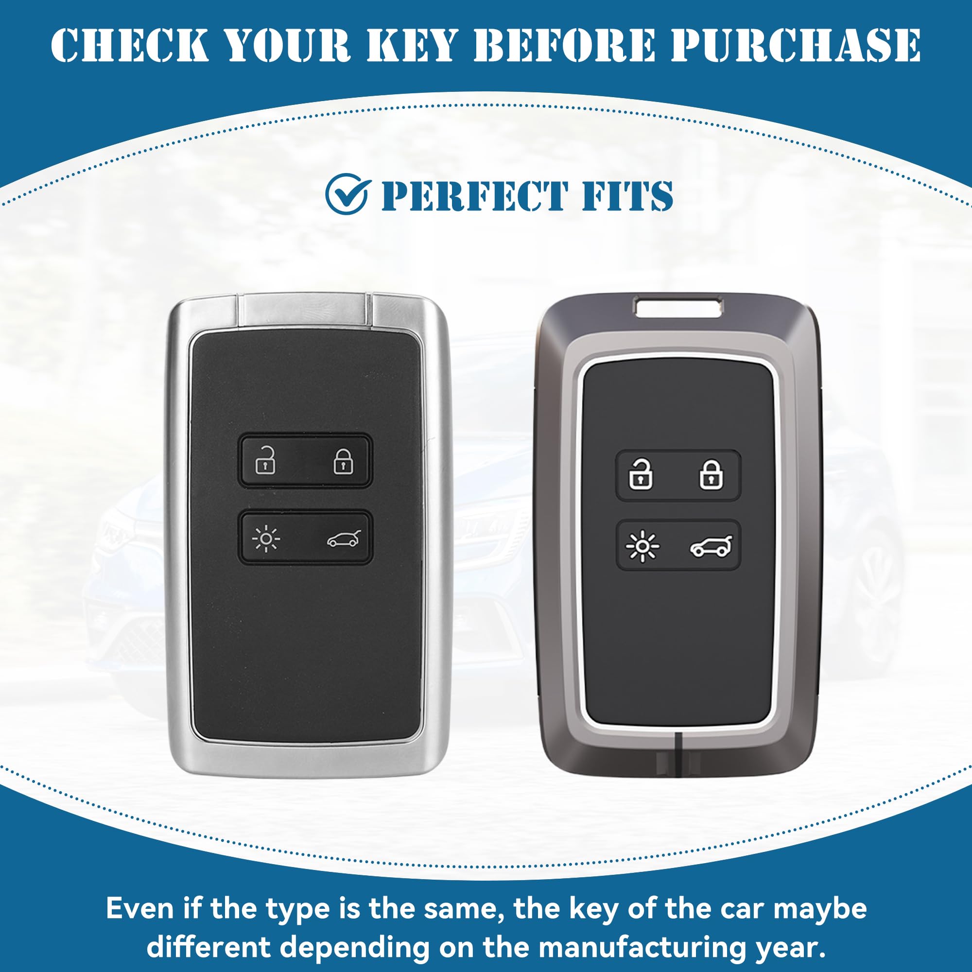 YMYNY 2 pezzi Accessori per chiavi auto compatibili con Renault Smart Key a 4 pulsanti, custodia in silicone morbido con cover portachiavi - per Clio/ Espace 5 / Master Bus/Talisman/Megane USW (nero