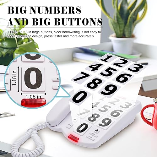 Miniatura 2 de Teléfonos fijos para personas mayores, características de ajuste, marcación de un solo toque, teléfono de botón grande para personas mayores,