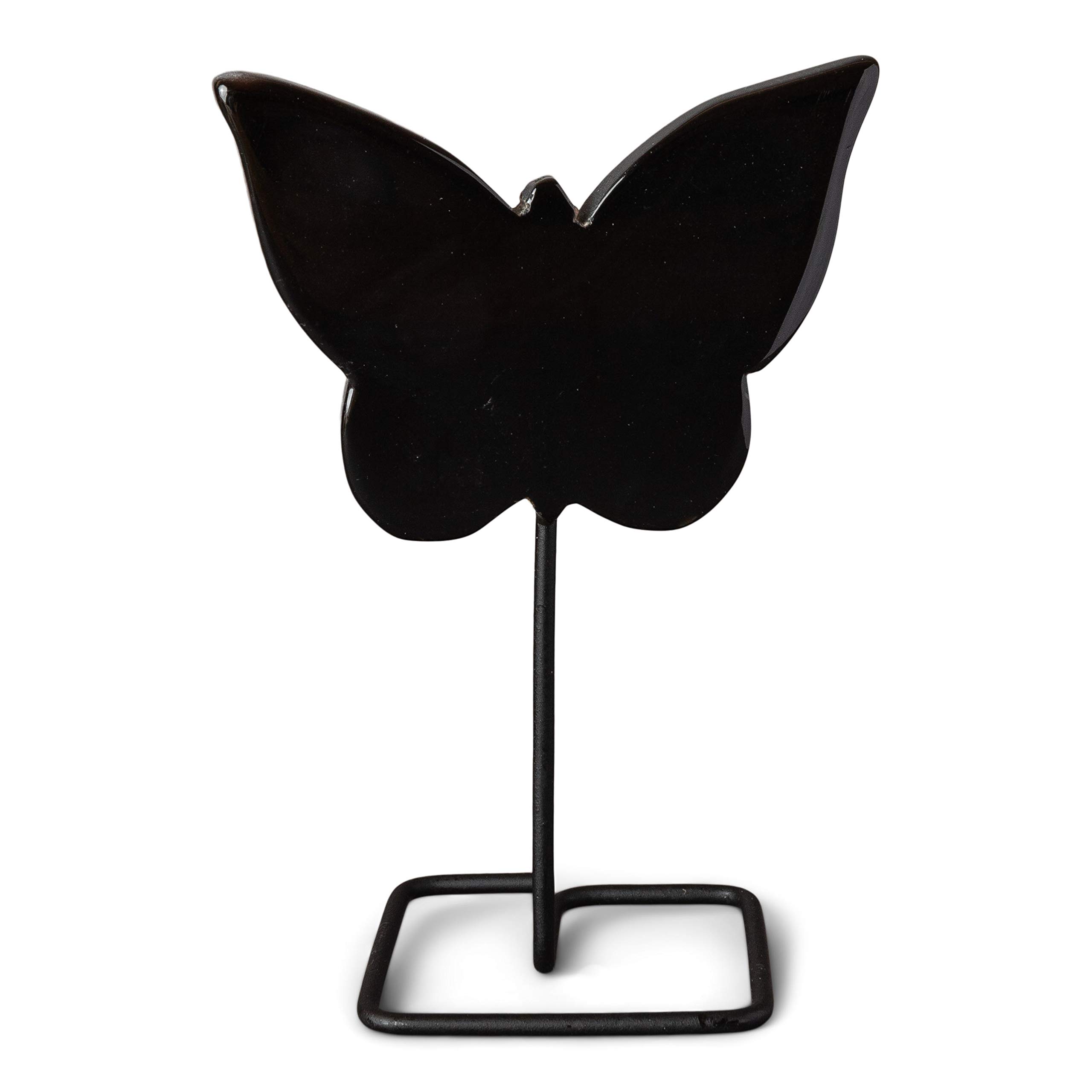 Rock Paradise Agate Slice On Metal Stand - Agate Stone Home Decor - Display Healing Crystals (Black Butterfly)