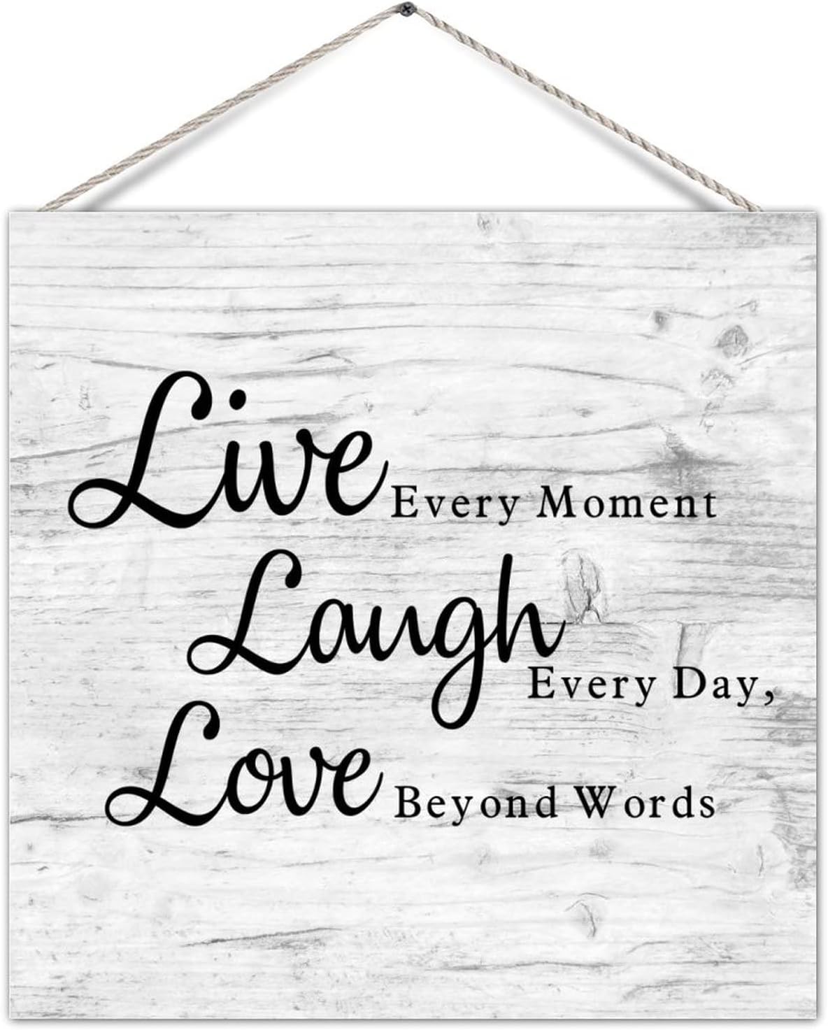 Wood Pallet Sign Live Every Moment Laugh Every Day Countryside Decorative Wood Wall Hanging Plaque with String Retro Wooden Wall Pediment Wall Hanging Door Sign for Living Room Dining Room Decor 12in