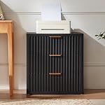 Lerliuo 23" Stand de nuit avec borne de recharge, 3 Tiroirs Grande Table d'End avec Entreposage, Tables de chevet en bois, Cabinet de ferme pour chambre, Noir