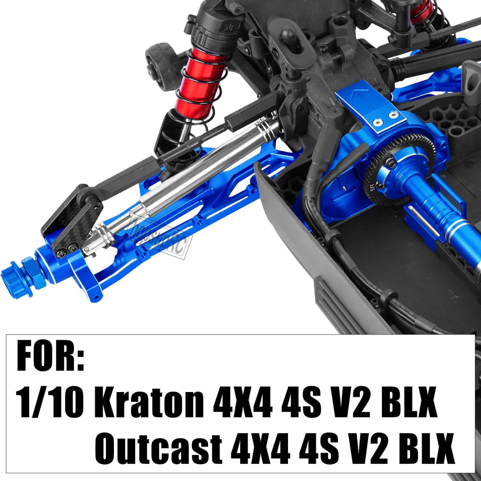 RC Suspension Arms Set&Steering Block Knuckles&Drive Shaft Axles Upgrades Part for 1/10 Kraton 4S V2 BLX,Outcast 4S V2 BLX,CVD Driveshafts Suspension Arms Hubs Caster Blocks.Navy Blue(Only Fit V2)